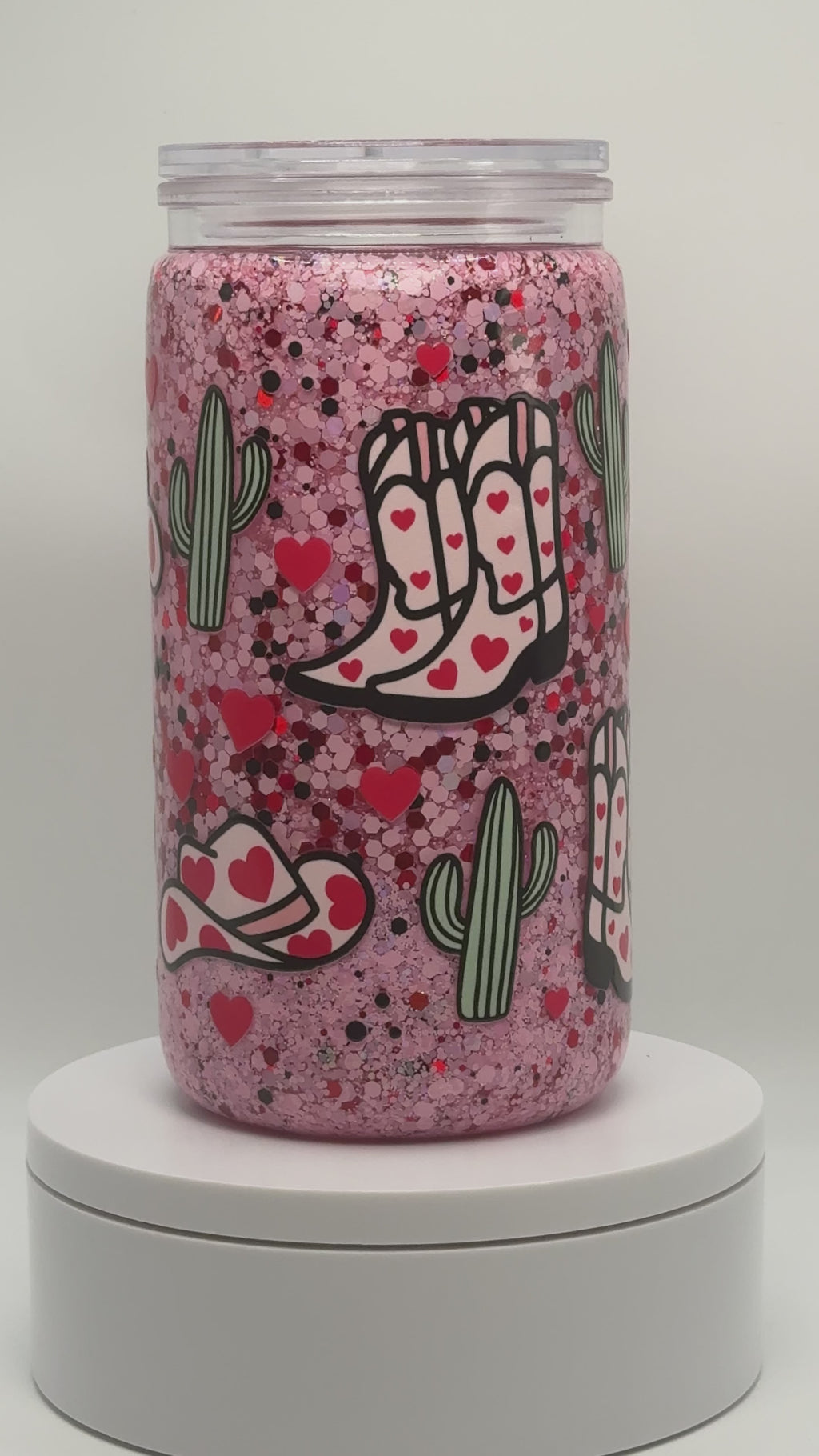 TikTok Live Custom 16oz Acrylic Glitter Globe Tumbler