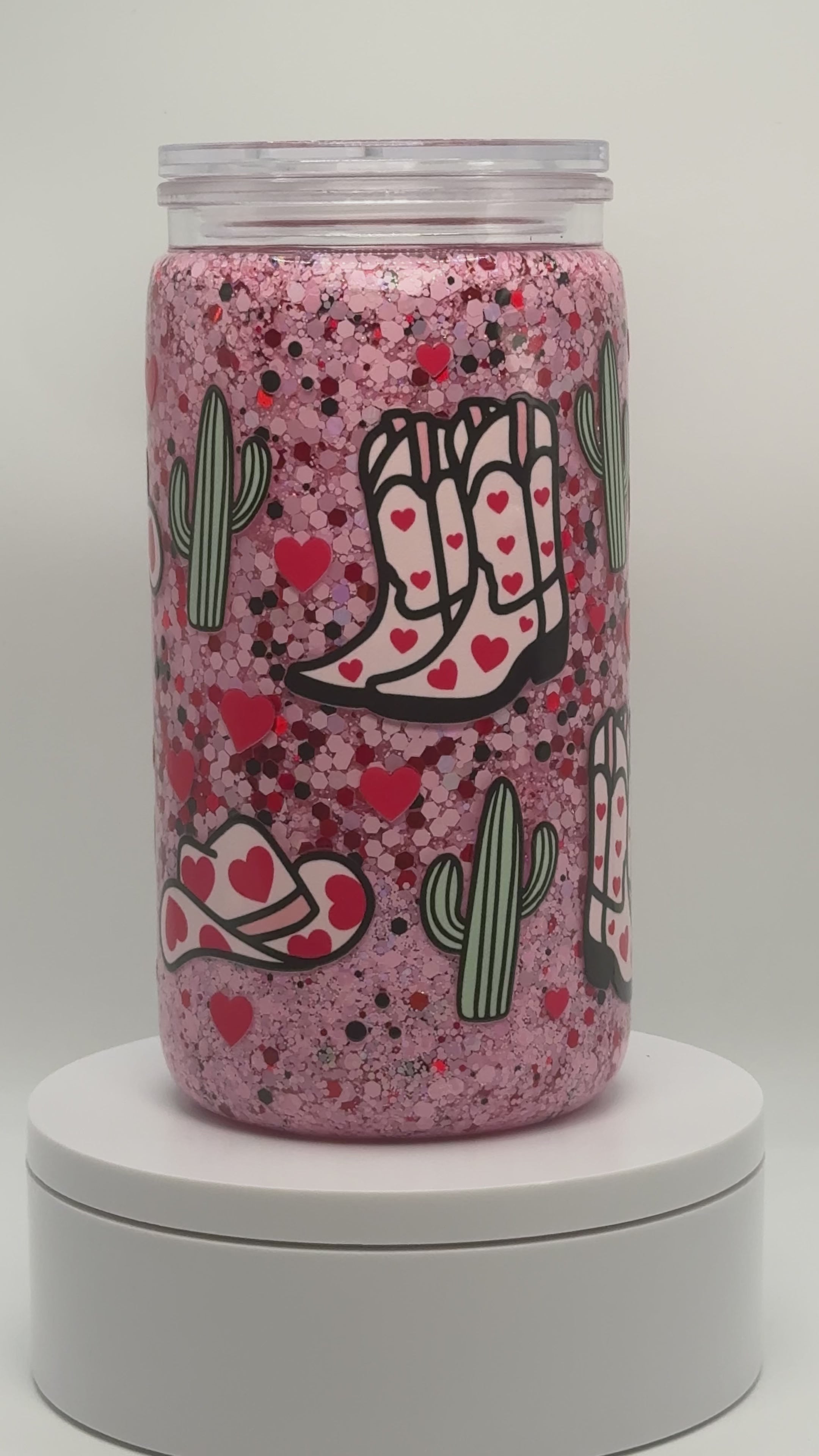 TikTok Live Custom 16oz Acrylic Glitter Globe Tumbler
